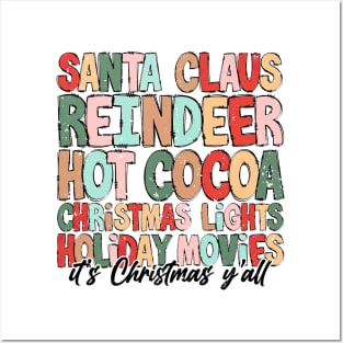 Santa Claus Reindeer Hot Cocoa Christmas Lights Posters and Art